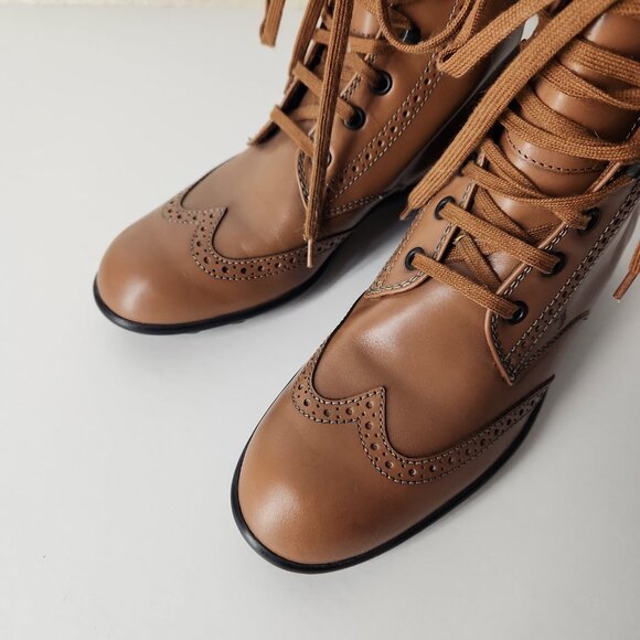 Tod's brown leather lace-up ankle boots brogue detailing womens 36 EU / 6 US - Picture 11 of 15